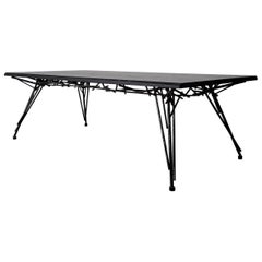 Table de salle à manger, noir, bois de feuillus ébénisé, acier, moderne, sur mesure, table Birdsnest