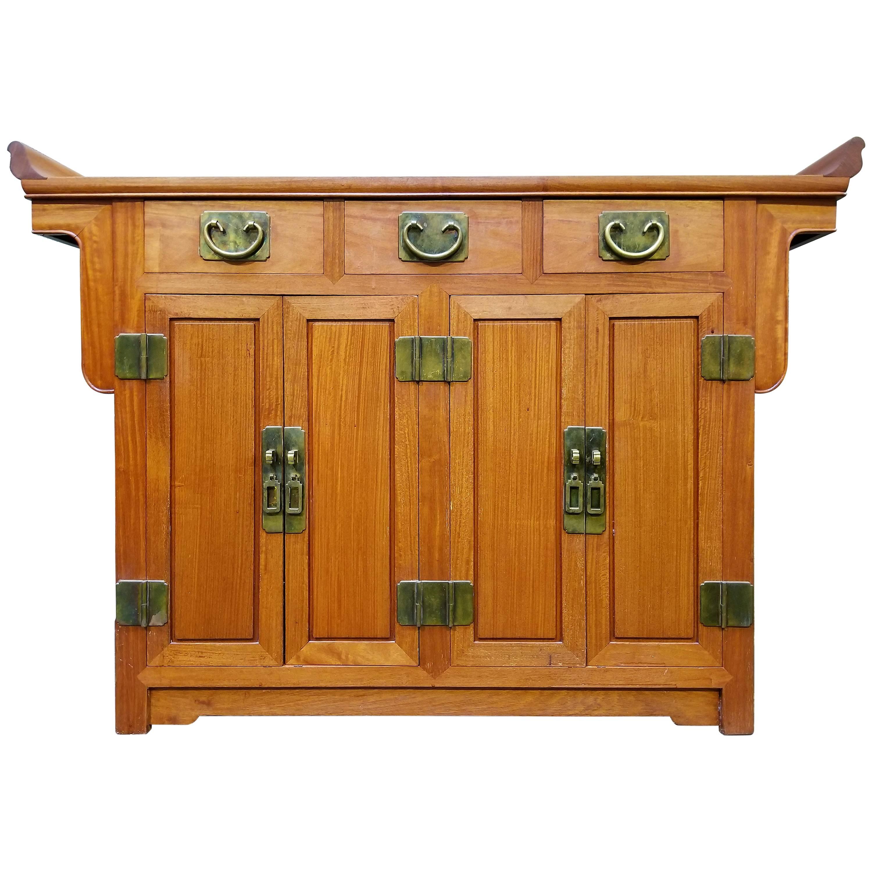 Chinese Hardwood Credenza by George Zee For Sale