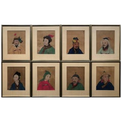 Antique Set of Eight Chinese Ancestral Portraits