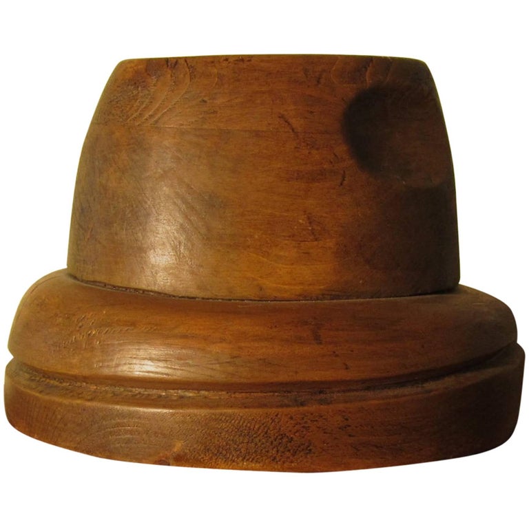French Fruit Wood Trilby Hat Block Milliners Form at 1stDibs