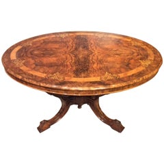 Burr Walnut Victorian Period Marquetry Inlaid Loo Table