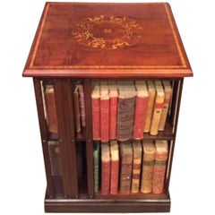 Fine Quality Mahogany Inlaid Edwardian Period Revolving Bookcase