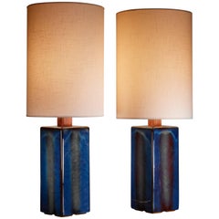 Pair of Ceramic Table Lamps by Soholm, Denmark, 1960s