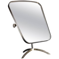 Brass Tilting Console Mirror with White Inside Rim, Germany, 1950s