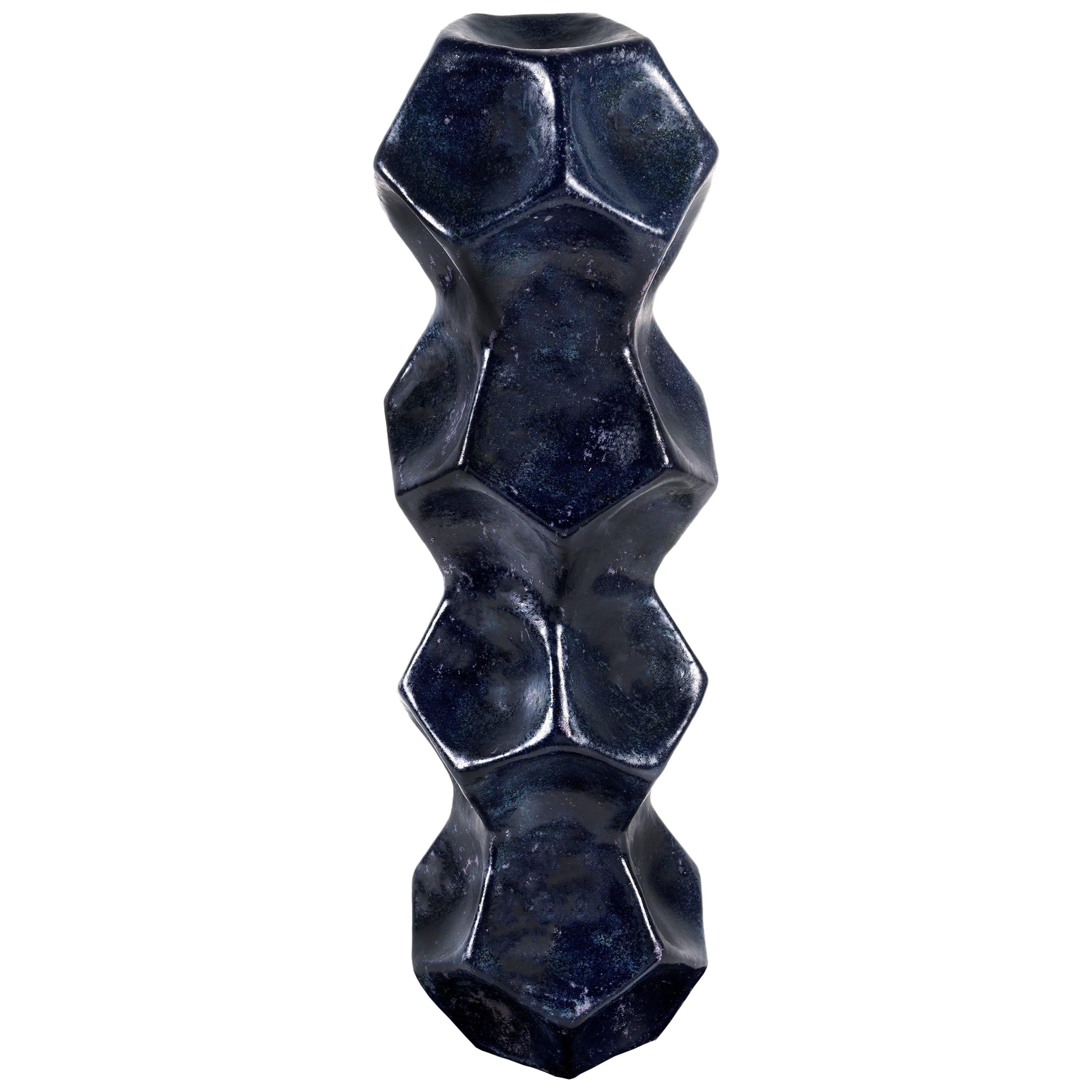 Cesare de Vita, Blue Ceramic Stele "Concava Blu", Unique Piece For Sale