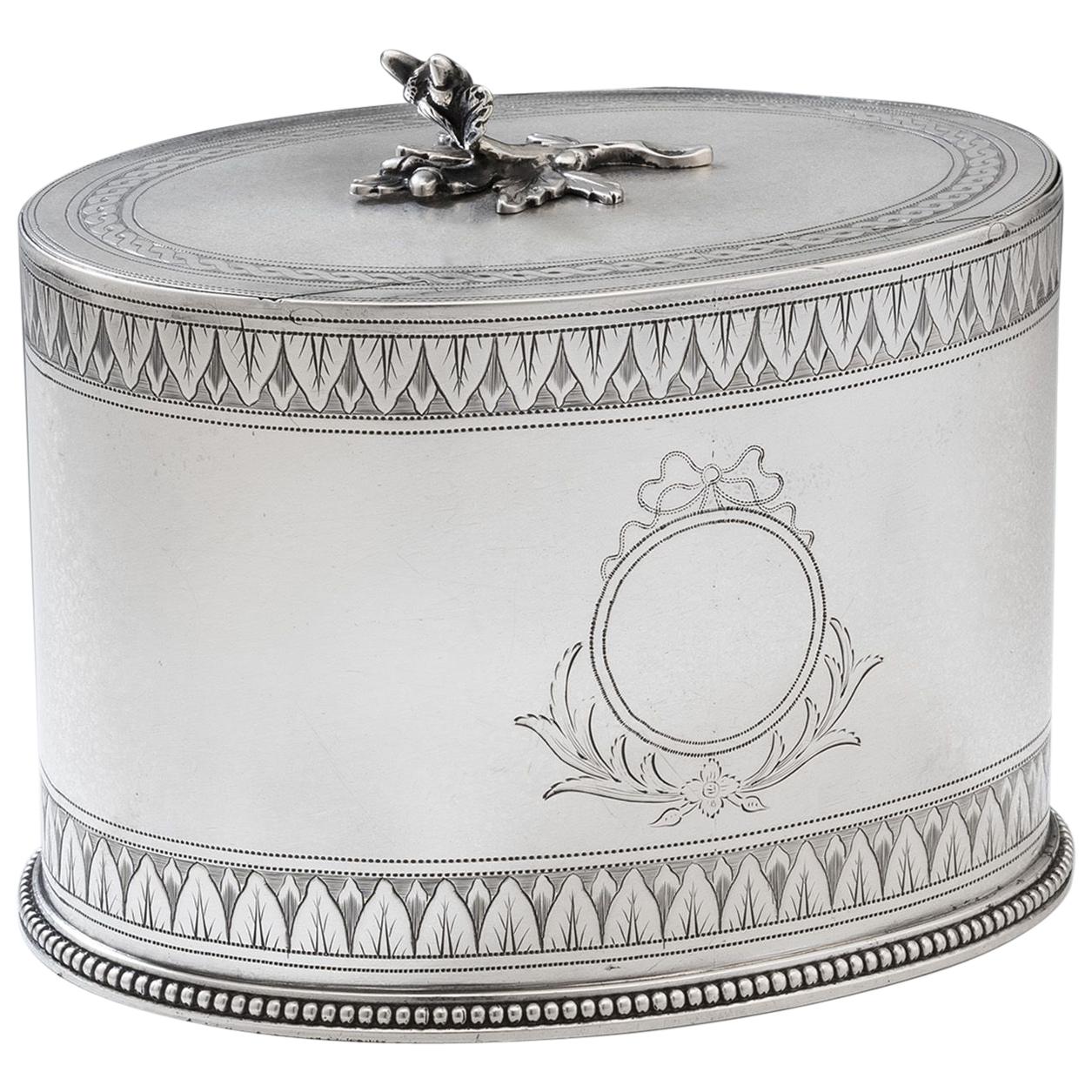 Very Rare and Unusual George III Tea Caddy Made in by Hester Bateman