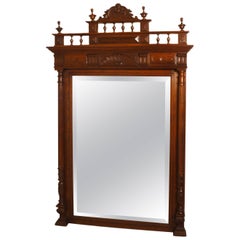 Large French Carved Oak Wall Mirror