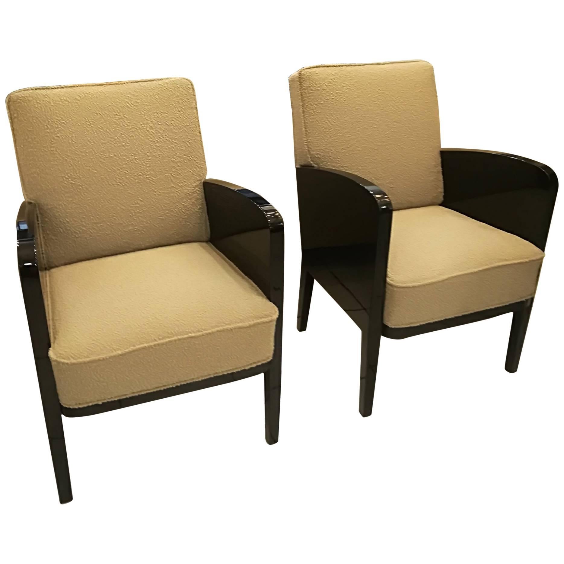 Damon and Berteaux Art Deco Pair of Armchairs, French, circa 1930 For Sale