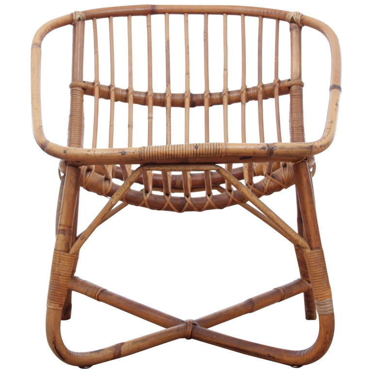 Mid-Century Modern Scandinavian Rattan Chair at 1stDibs
