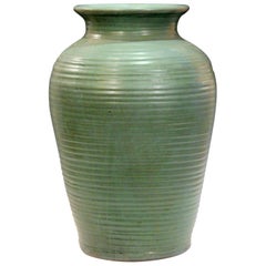 Große Vintage Matt Green Zanesville Norwalk Old Pot Shop Kunst Töpferei Vase