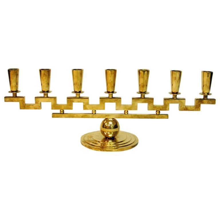 Candlestick with Seven Arms of Brass 1950`s, Lars Holmström - Sweden