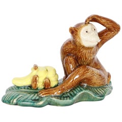 English Majolica Monkey Figure