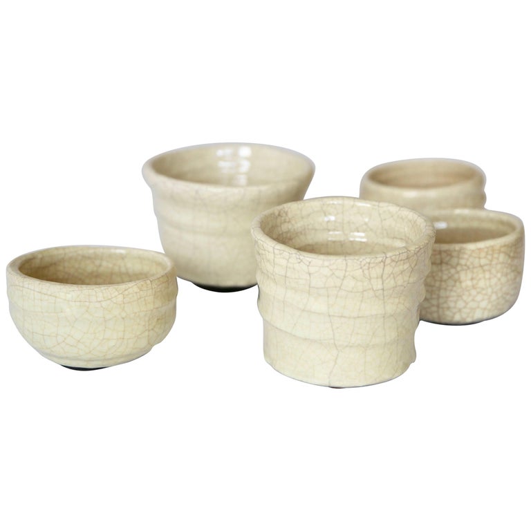 Set of Five Asymmetric Ceramic Bowls For Sale