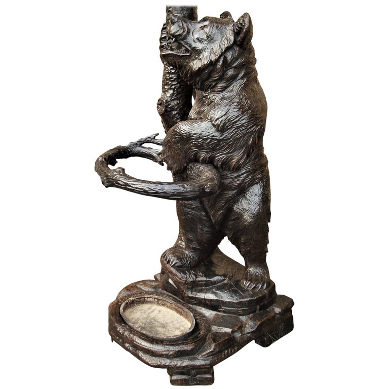 19th Century Carved Bear Black Forest Hall Stand For Sale at 1stDibs