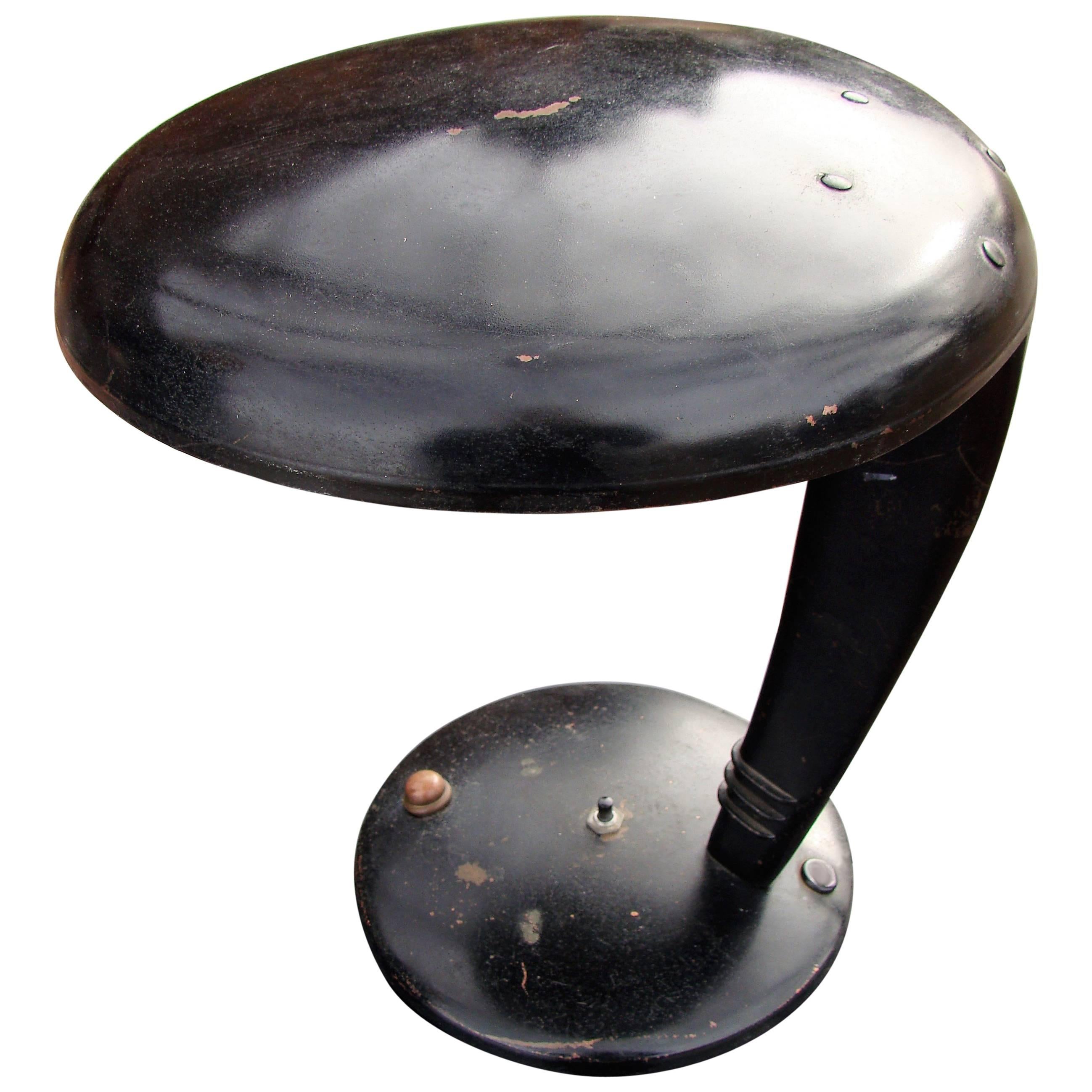 Art Deco Streamline "Cobra" Lamp by Norman Bel Geddes for Fairies, circa 1930s For Sale