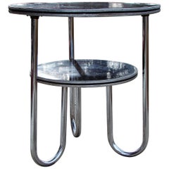 Art Deco Machine Age Two-Tiered Chrome Table, Wolfgang Hoffmann for Royal Chrome