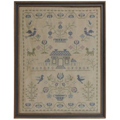 Framed Vintage Embroidery Sampler