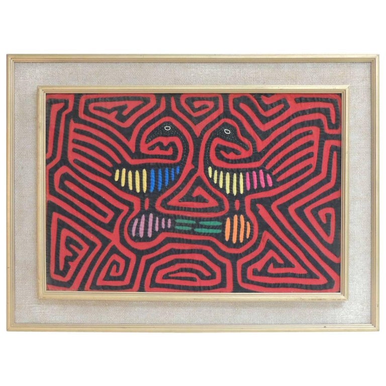 Framed Vintage Mola Applique Textile at 1stDibs