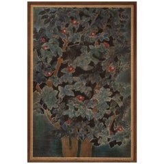 Japanese Single Panel Painting of a Camillia Tree