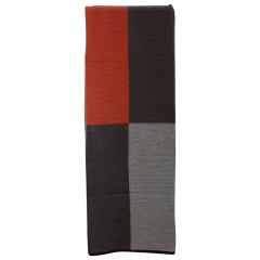 Hopscotch Purl Knit Grey and Rust Orange Cashmere Throw