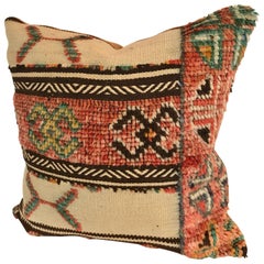 Custom Pillow cut from a Vintage Moroccan Hand Loomed Wool Berber Rug