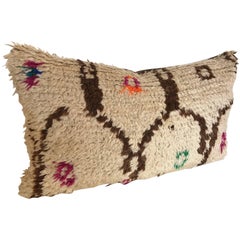 Custom Pillow cut from a Vintage Moroccan Hand Loomed Wool Azilal Berber Rug