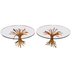 Fabulous Pair of Coco Chanel Style Gilded Wheat Side End Tables