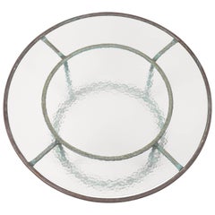 Walter Lamb Round Coffee Table with Hammered Glass Top