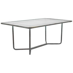 Walter Lamb Rectangular Coffee Table with Hammered Glass Top