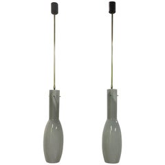 Vintage Pair of Grey Glass Chandeliers by Vistosi, 1950