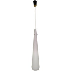 Vintage White Opaline Glass Chandelier by Vistosi, 1950