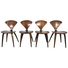 Set of Four Classic Modern Plywood Side Chairs by Norman Cherner for Plycraft