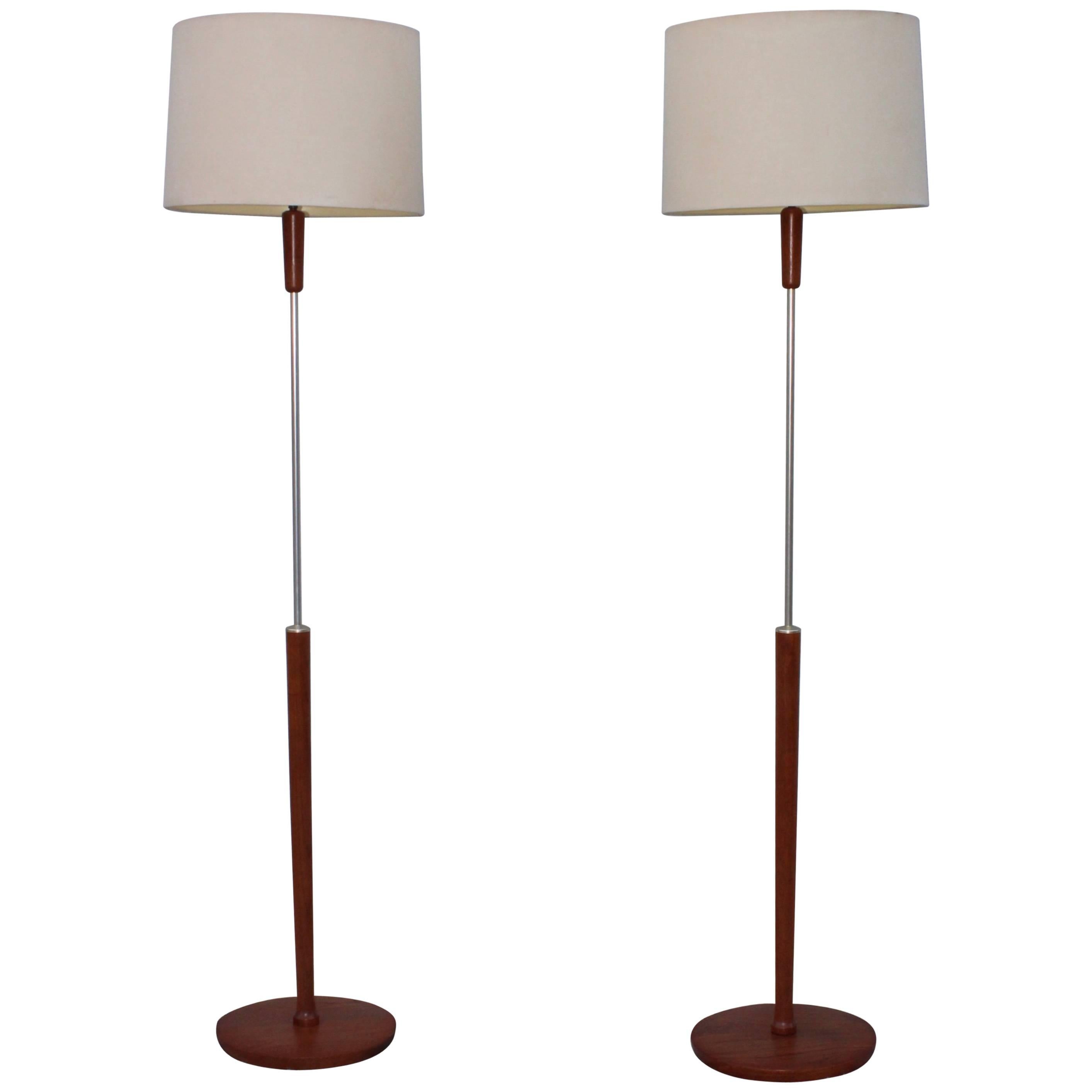 1960's Danish Teak Floor Lamps