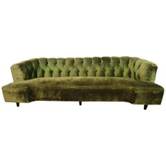 Gorgeous Dunbar Style Tufted Curved Sofa Mid-Century Modern
