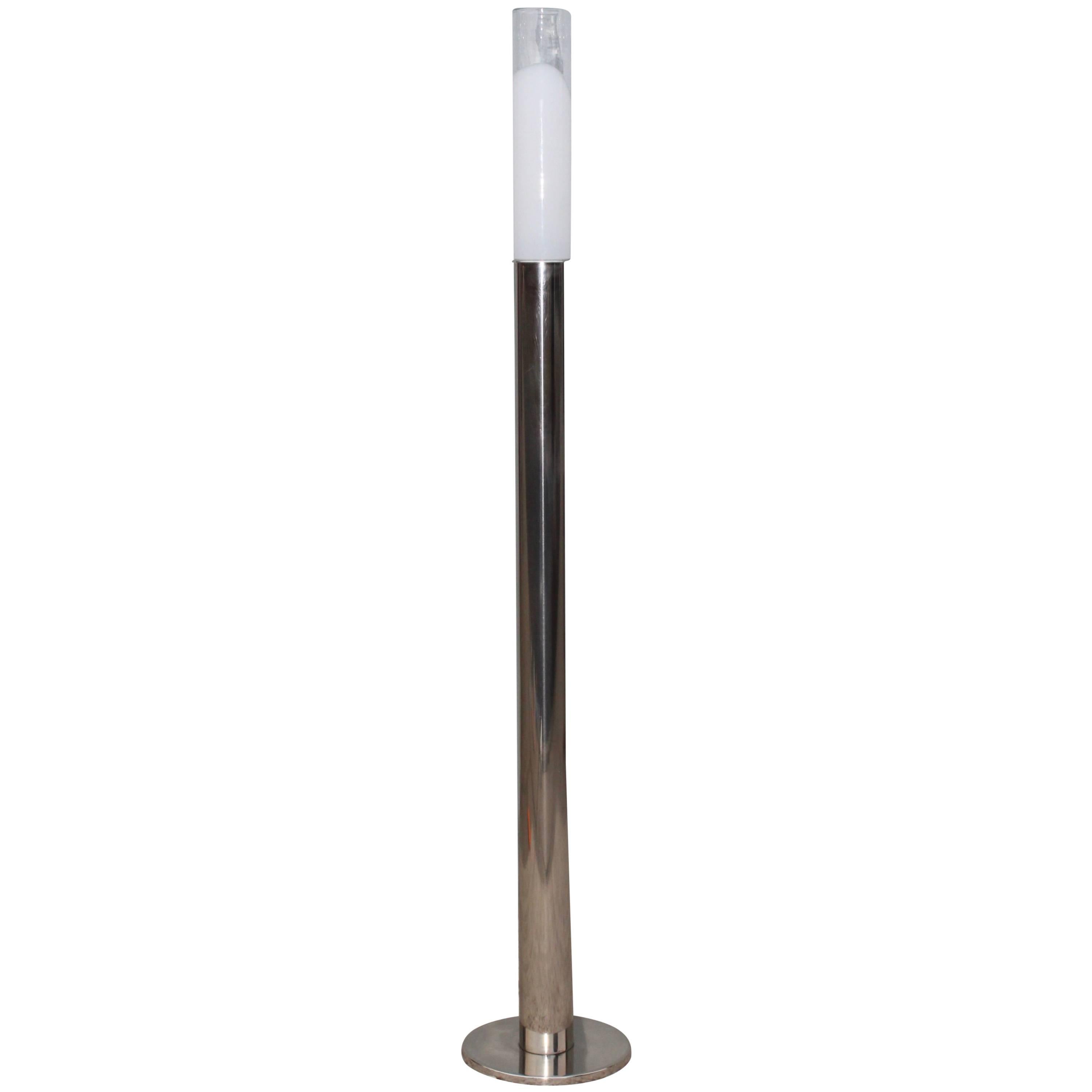 1970s Chrome and Glass Floor Lamp by Laurel