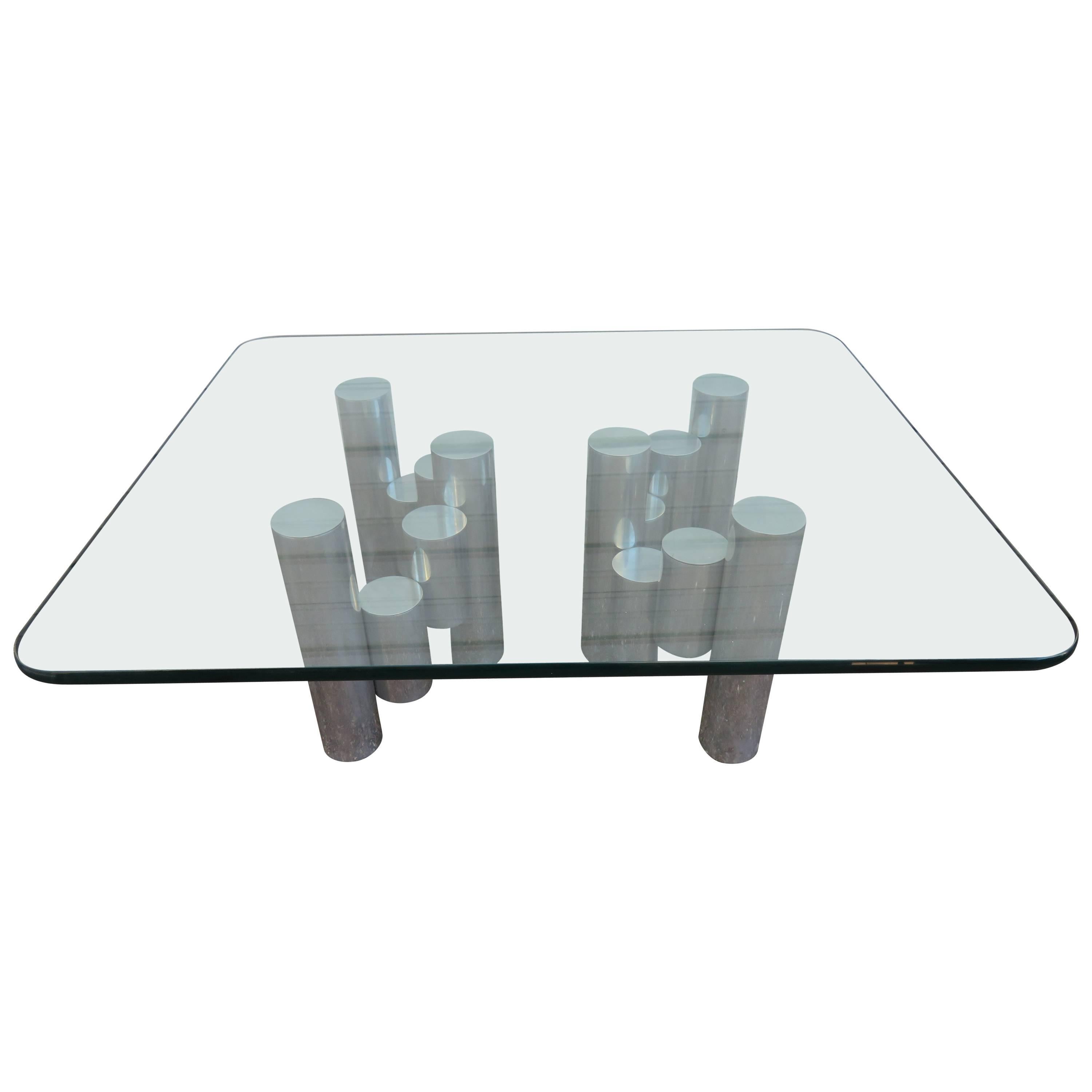 Superbe table basse cylindrique en aluminium Habitat de Paul Mayen, mi-siècle moderne en vente