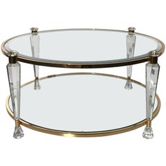 Two-Tier Round Lucite Coffee Table Style of Charles Hollis Jones