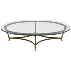 Stunning Brass and Glass Midcentury Labarge Hoof Cocktail Table Regency Modern