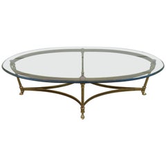 Retro Stunning Brass and Glass Midcentury Labarge Hoof Cocktail Table Regency Modern