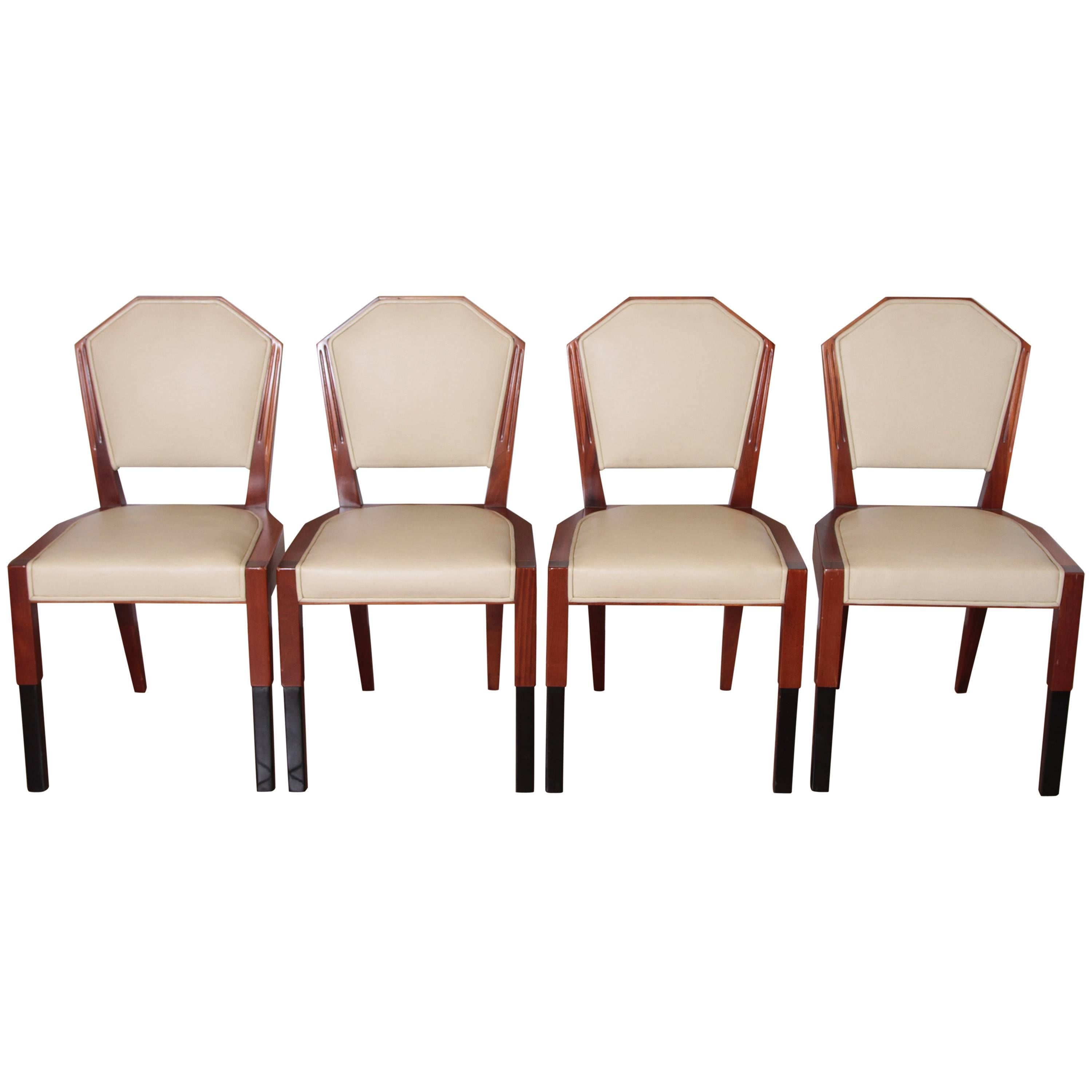 Art Deco Dynamique Creations Johnson Furniture Co. Set of Four Side Chairs For Sale