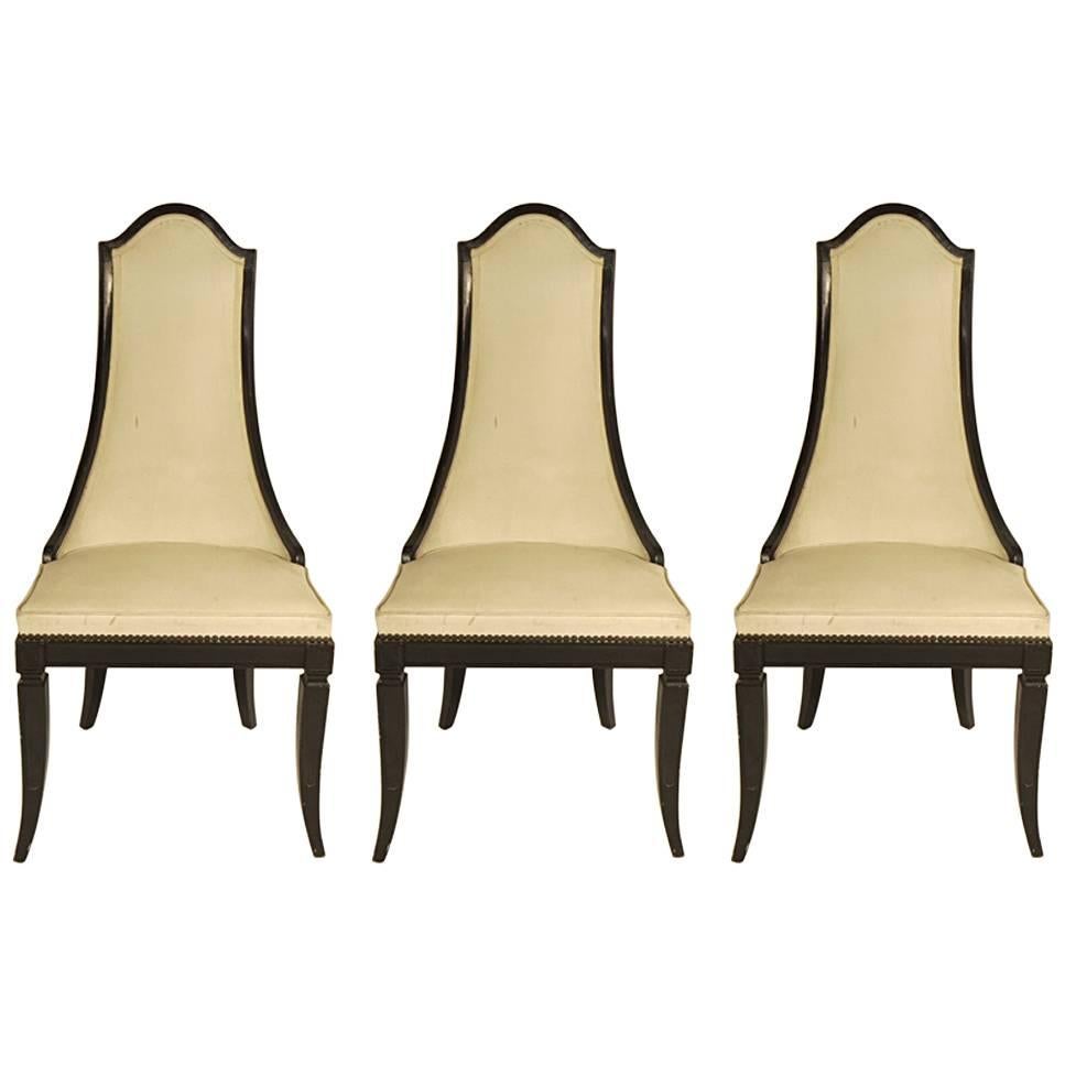 Three 1970s Extended Back Side Chairs