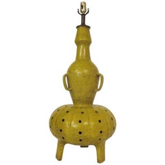 Tall 1950s Yellow Ceramic Table Lamp