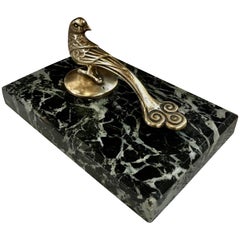 Vintage Brass and Marble Paperweight Depicting a Proud Pheasant
