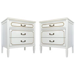 Pair Lacquered French Regency Bachelor Nightstands 