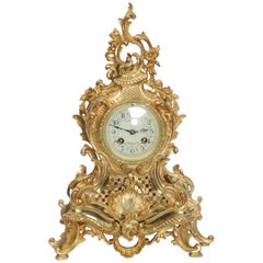 Antique Japy Freres Rococo Gilt Bronze Boudoir Clock