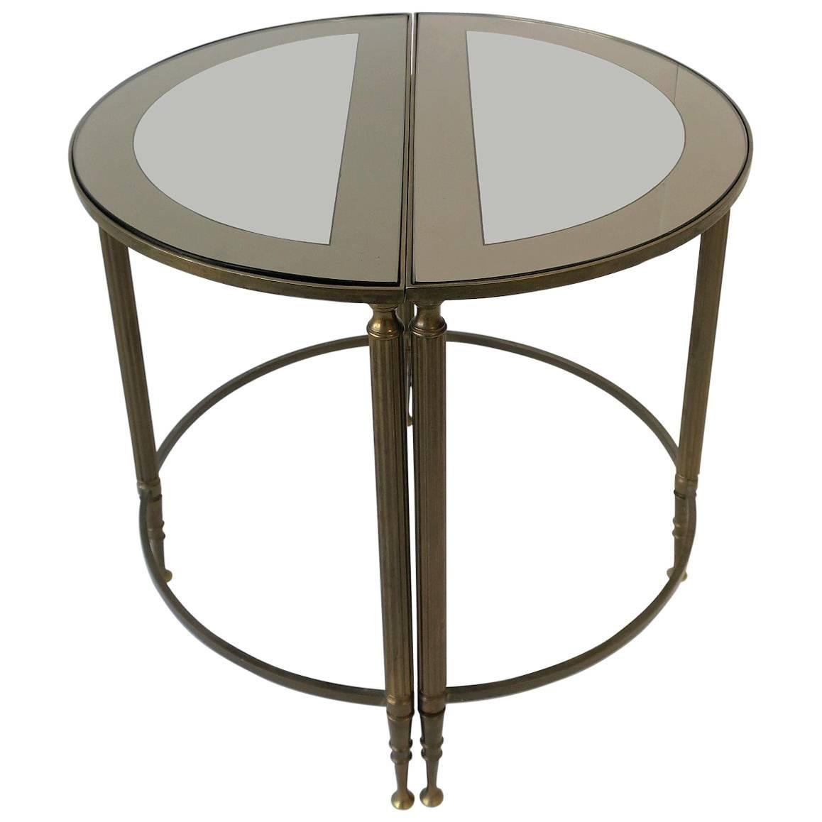 Deco Directoire Brass and Glass Round Side Table or Drinks Table 9