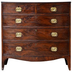 Georgian Bowfront Chest of Drawers of Mahogany with Rare Brasses