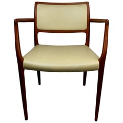 Midcentury Armchair, Niels O. Møller, Model 65, Teak and Leather, J.L. Møllers