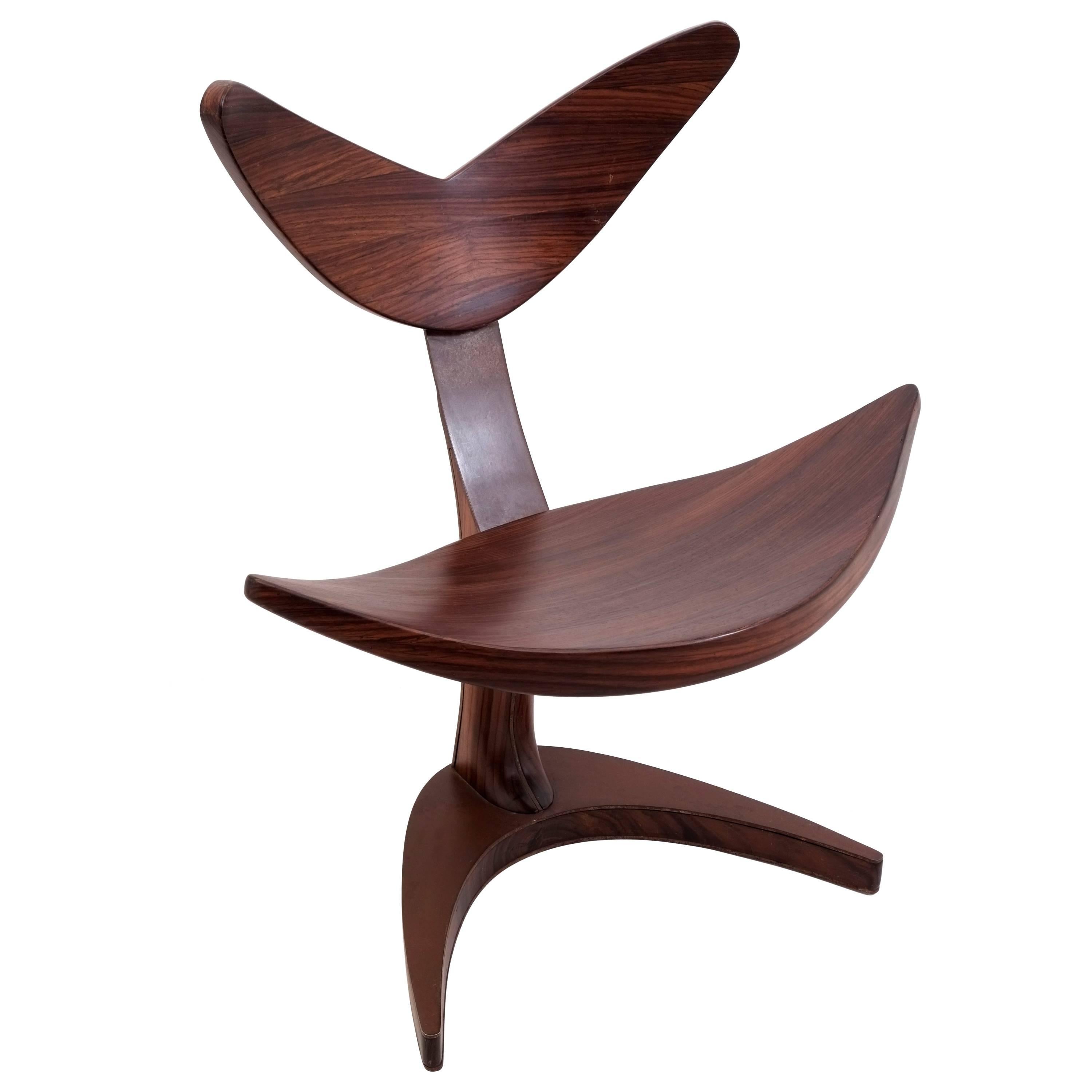 Whale Chair Made of Rosewood with Rusty Metal Effect, Saturday Sale For Sale