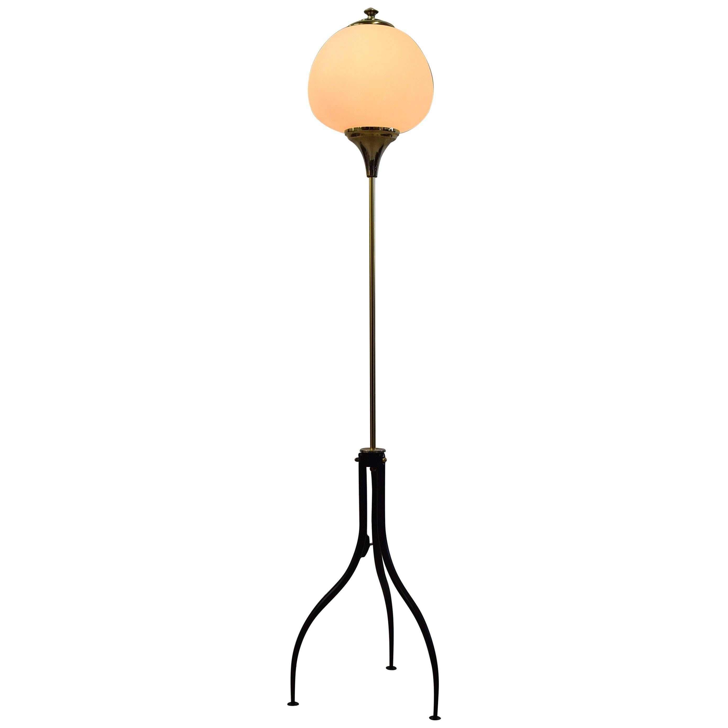 Mid Century Modern Glass and Brass Lumi Milano Floor Lamp For Sale